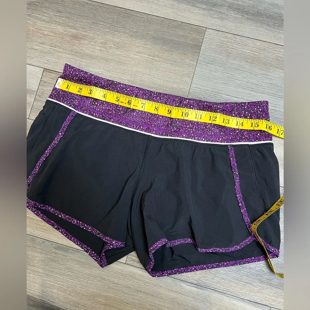 Lululemon‎ Speed Shorts Purple Black Low Rise Running Athletic Gym Shorts Size 6